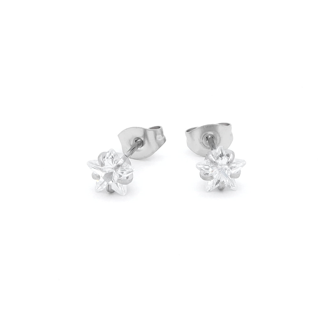 Star CZ Stainless Steel Stud Earrings-Stud Earrings-1-Glitters