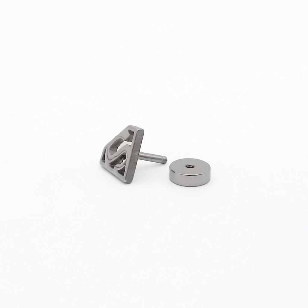 Stainless Steel Cutout S Shield Fake Plug Earring