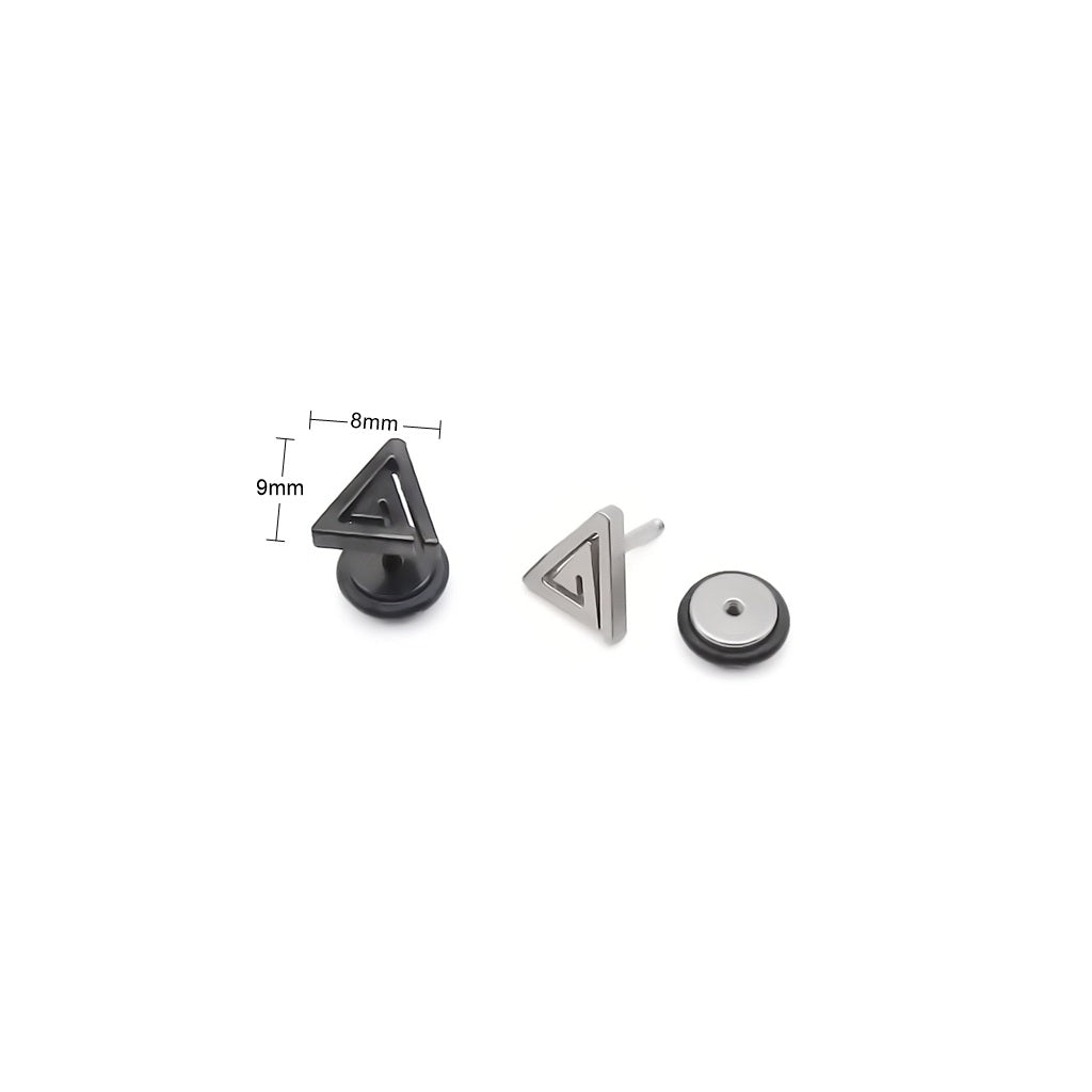 Stainless Steel Geometric Triangle Fake Plug Earring