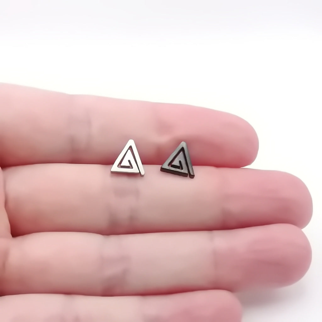 Stainless Steel Geometric Triangle Fake Plug Earring