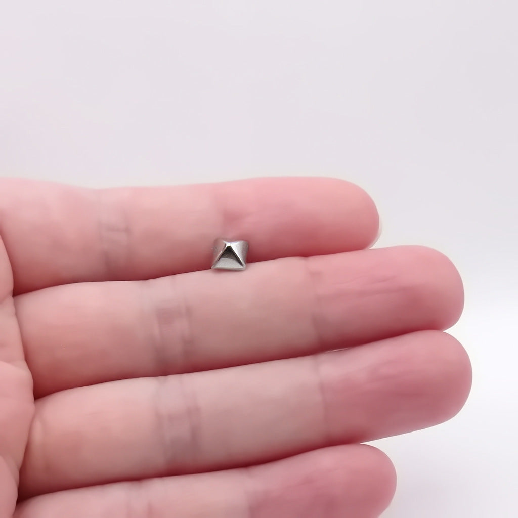 Stainless Steel Square Spike Fake Plug Earring-Fake Plugs-4-Glitters