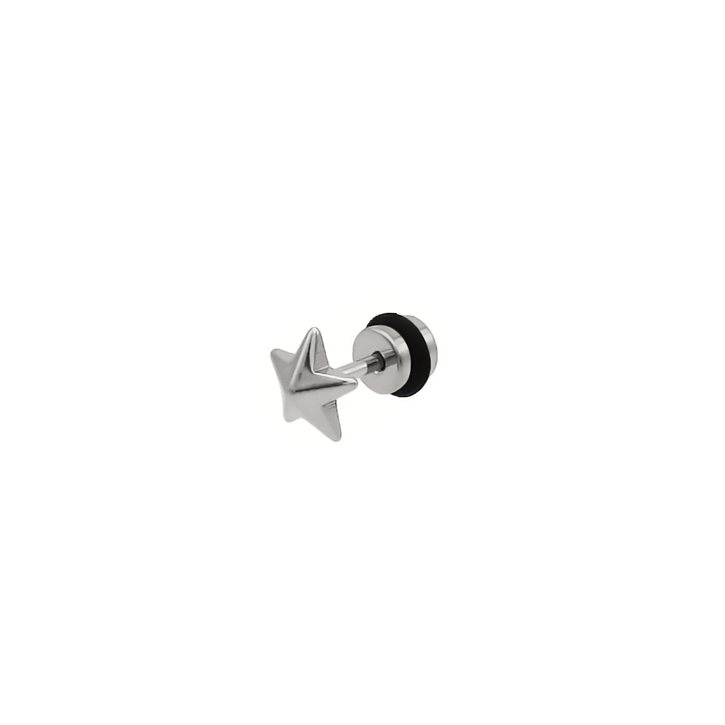 Stainless Steel 3D Star Cheater Plug Earring-Fake Plugs-1-Glitters