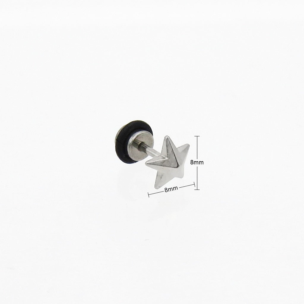 Stainless Steel 3D Star Cheater Plug Earring-Fake Plugs-2-Glitters
