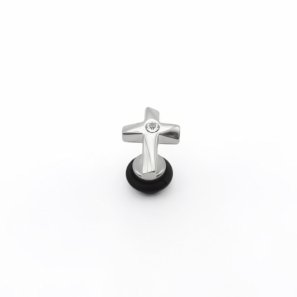 Stainless Steel Crystal Cross Fake Plug Earring