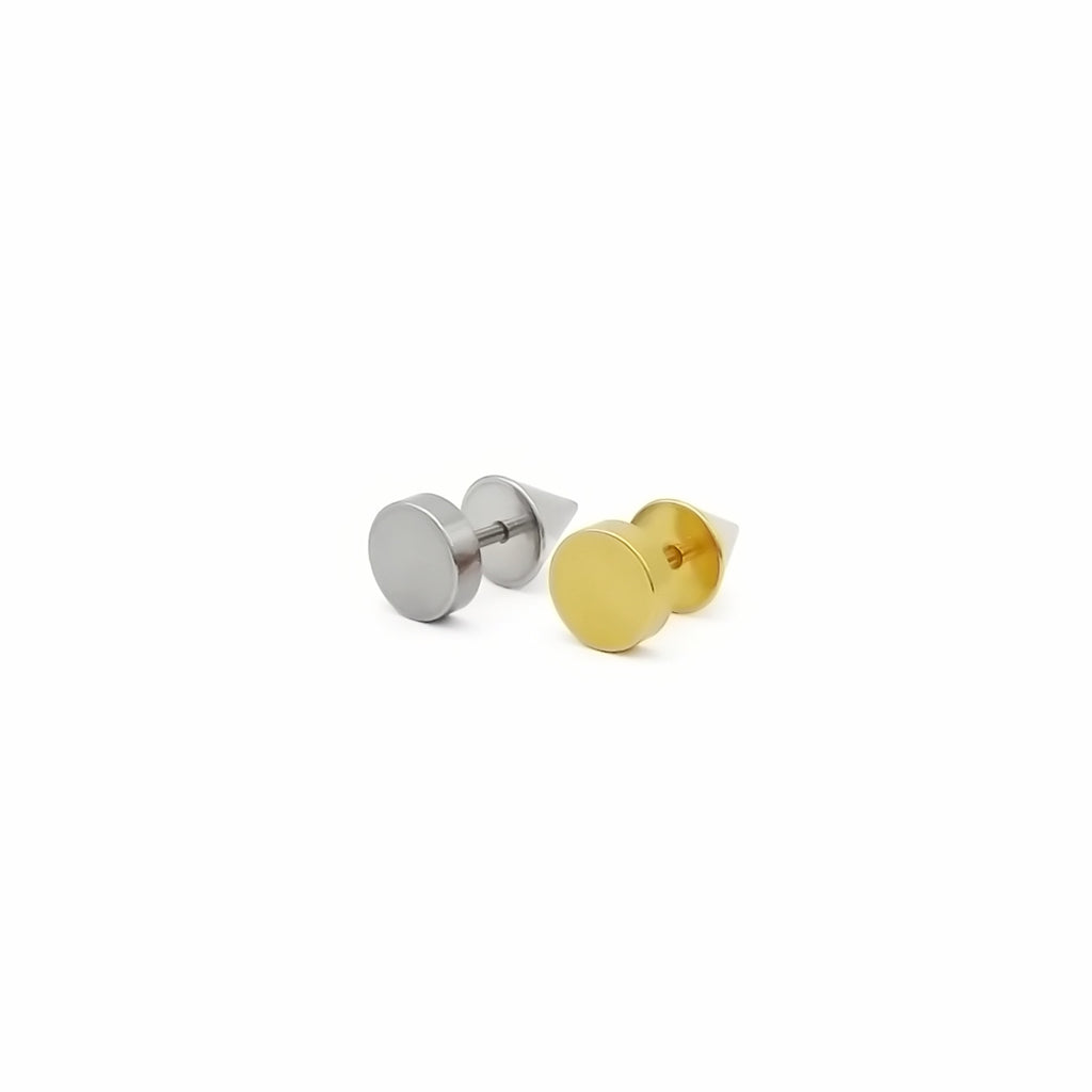 Stainless Steel Round Spike Back Fake Plug Earring
