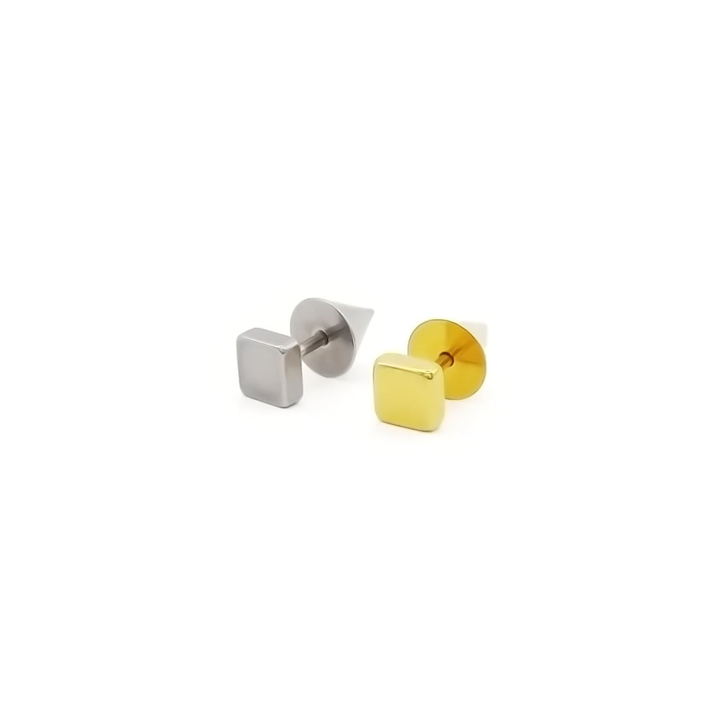 Stainless Steel Square Spike Back Fake Plug Earring