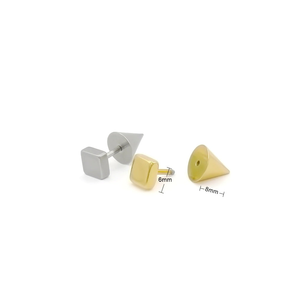 Stainless Steel Square Spike Back Fake Plug Earring