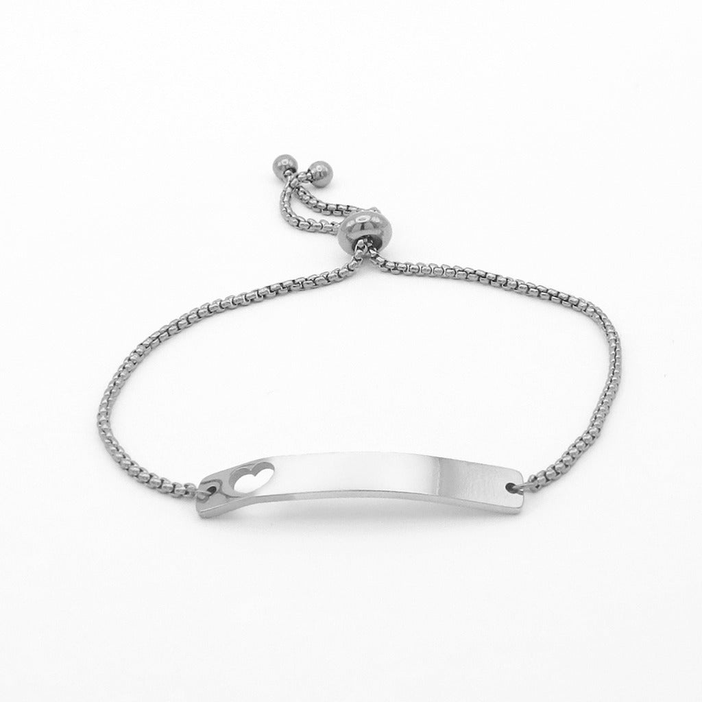 Personalised Heart Cut-Out Link Bar Bracelet