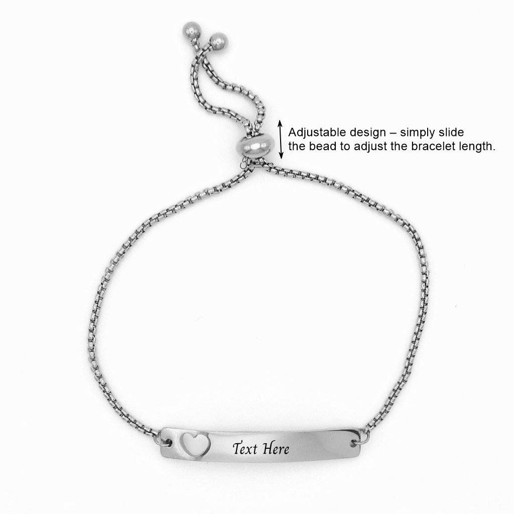Personalised Heart Cut-Out Link Bar Bracelet