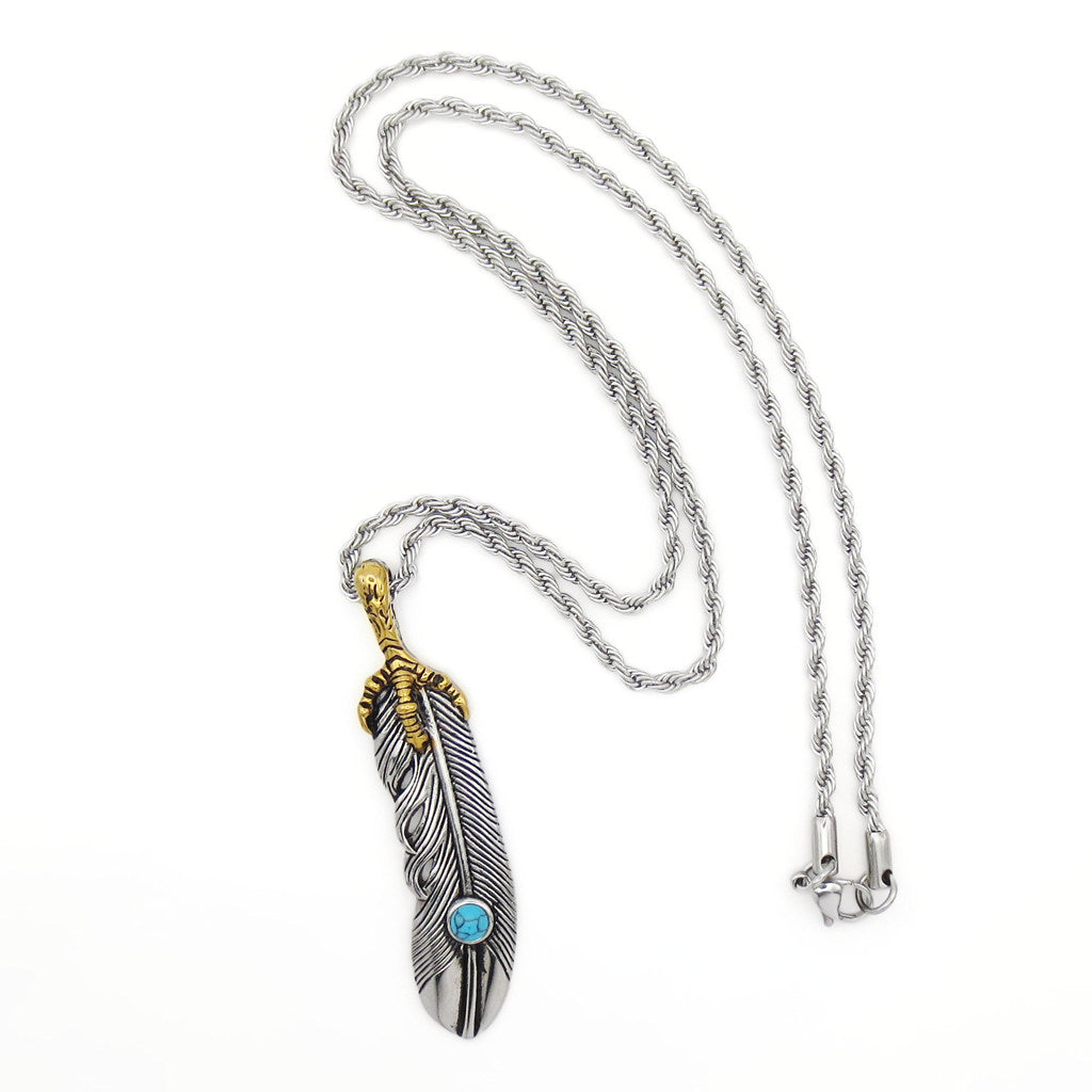 Stainless Steel Claw and Feather Pendant-Pendants-4-Glitters