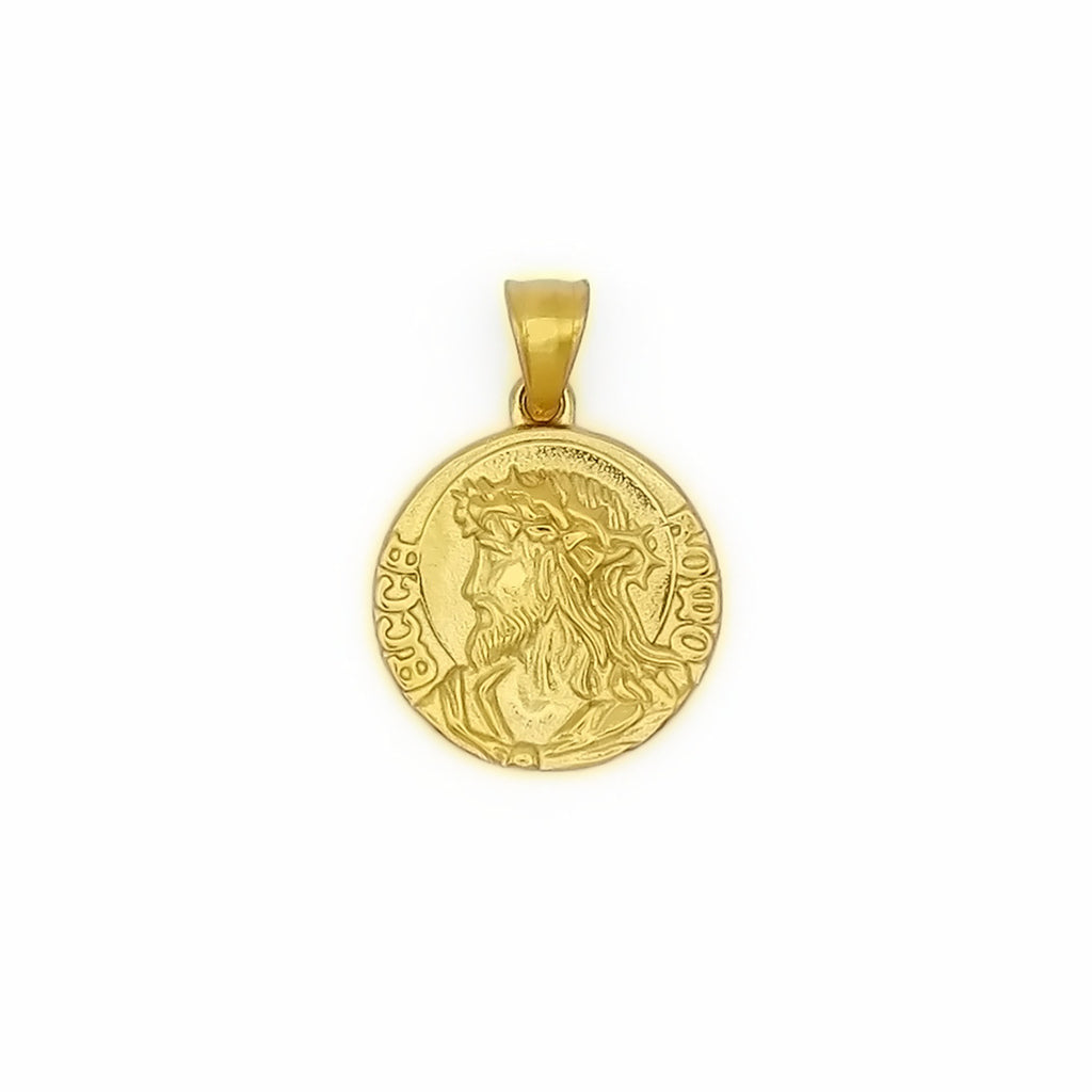 Stainless Steel Jesus Coin Pendant - Gold