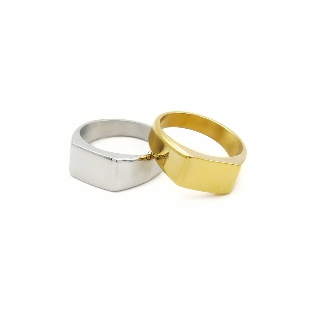 Stainless Steel Geometric Signet Ring - Gold-Stainless Steel Rings-3-Glitters