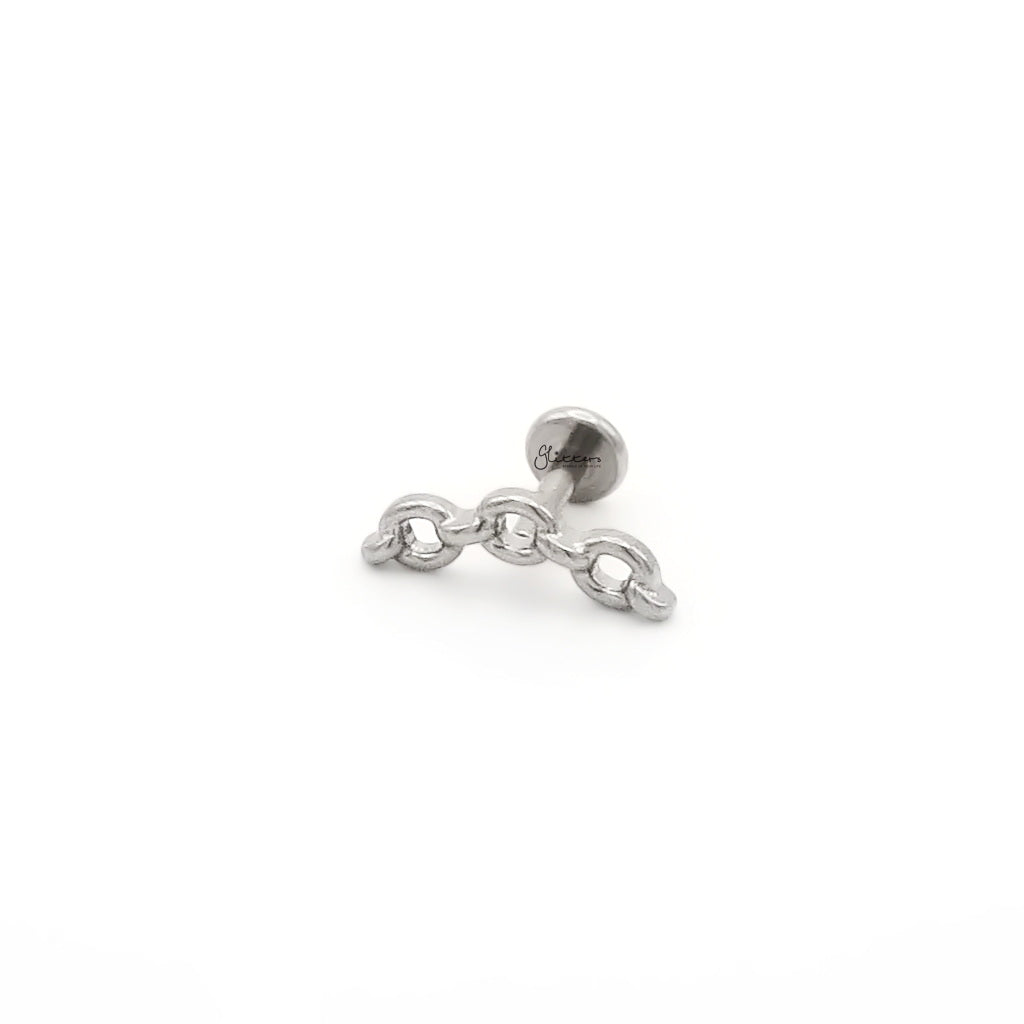 Chain Link Titanium Flat Back Stud Earrings-Tragus | Cartilage | Daith | Conch-4-Glitters
