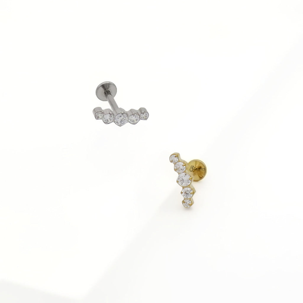 Five CZ Gradient Titanium Flat Back Stud Earrings-Tragus | Cartilage | Daith | Conch-4-Glitters