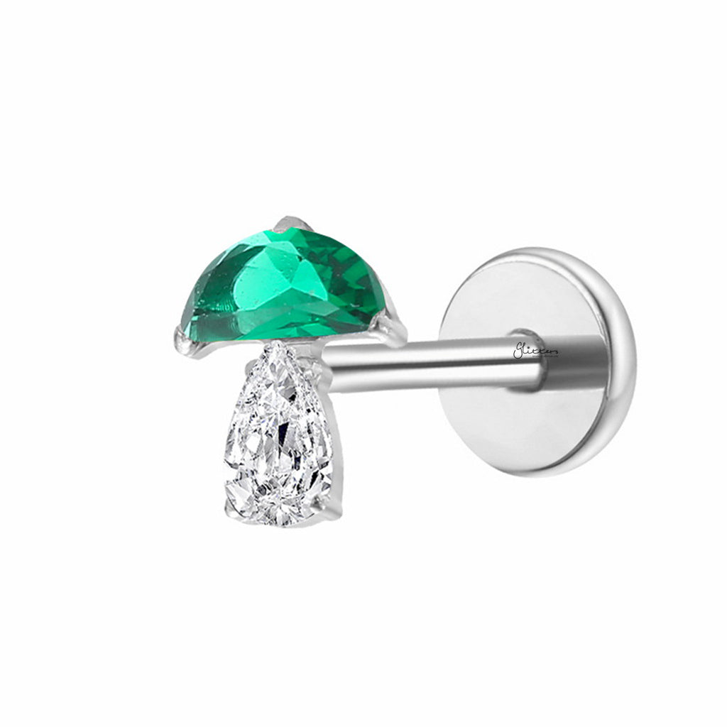 CZ Mushroom Titanium Flat Back Stud Earring