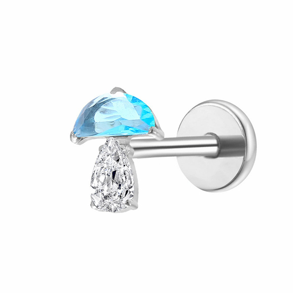 CZ Mushroom Titanium Flat Back Stud Earring