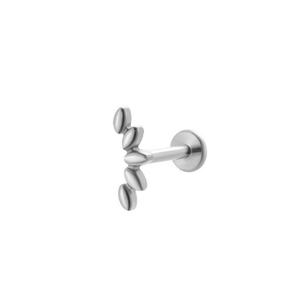 Curved Marquise Leaves Titanium Flat Back Stud Earring-Tragus | Cartilage | Daith | Conch-4-Glitters