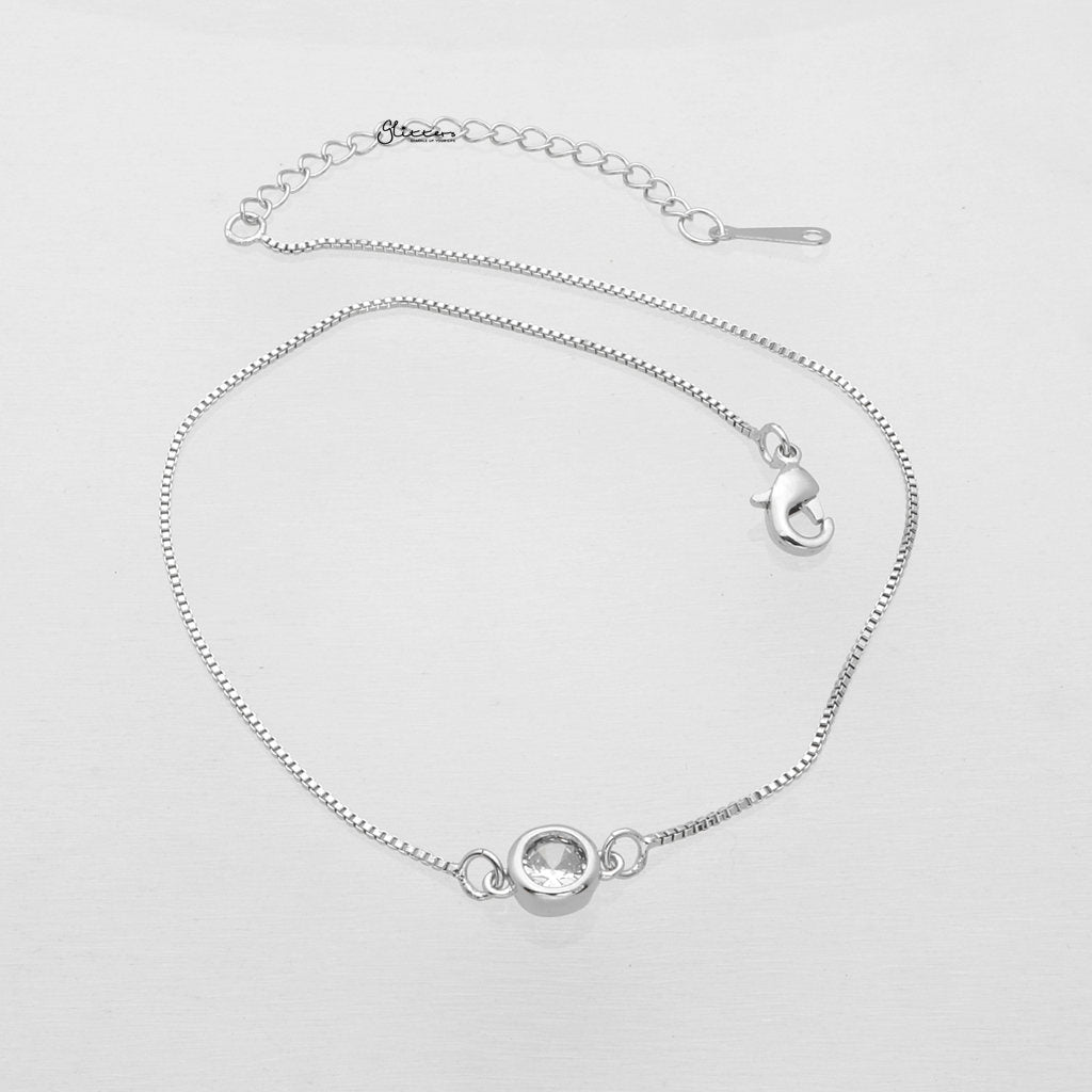 5mm Round C.Z Anklet - Silver-Anklet-1-Glitters