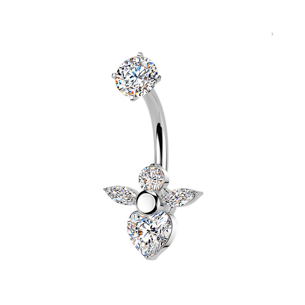 CZ Angel Belly Button Navel Ring - Silver-Belly Rings-1-Glitters