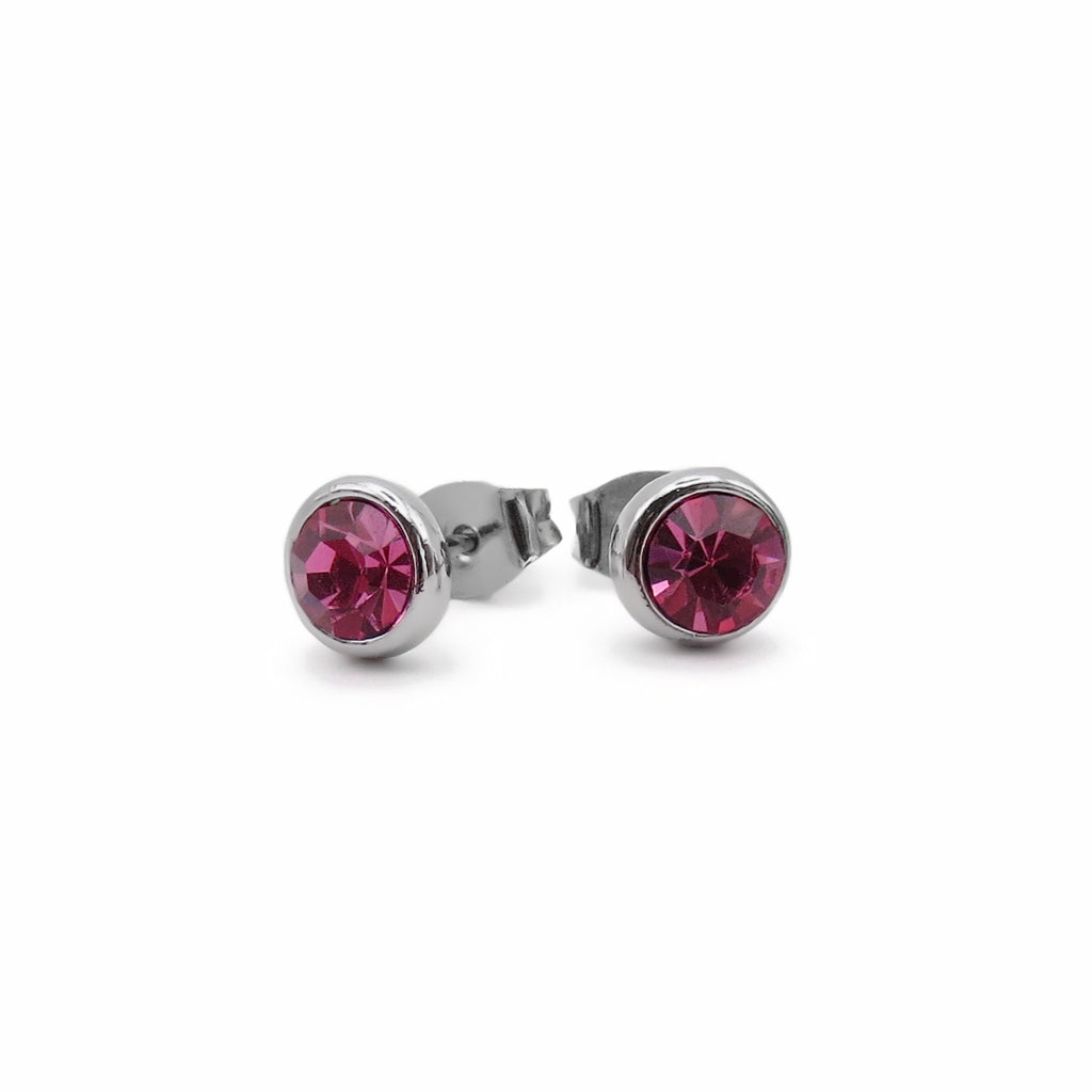 Round Crystal Stud Earrings-Stud Earrings-3-Glitters