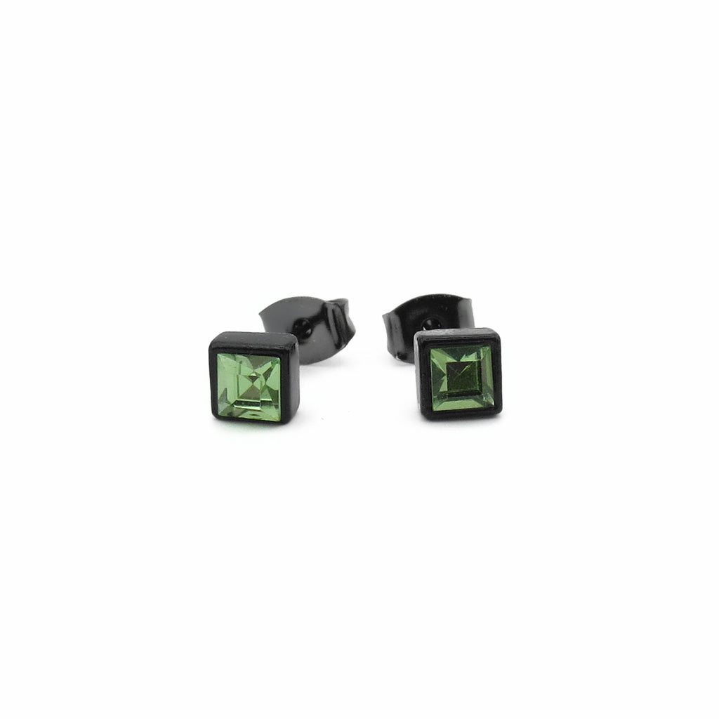 Square Crystal Black Stud Earrings-Stud Earrings-3-Glitters