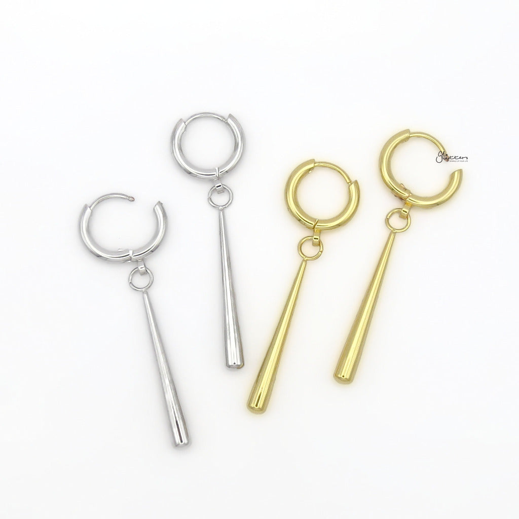 Stainless Steel Minimalist Bar Drop Hoop Earrings-Earrings-3-Glitters