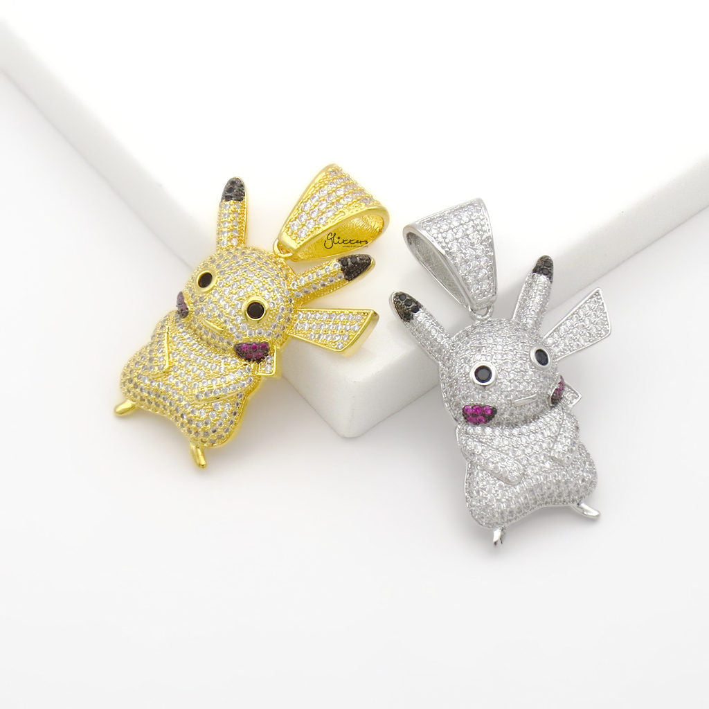Iced Out Pikachu Pendant - Silver
