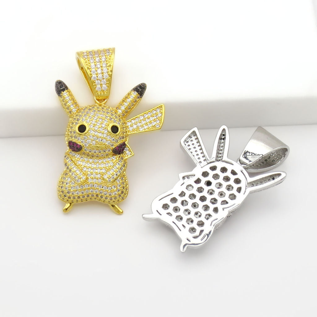Iced Out Pikachu Pendant - Silver