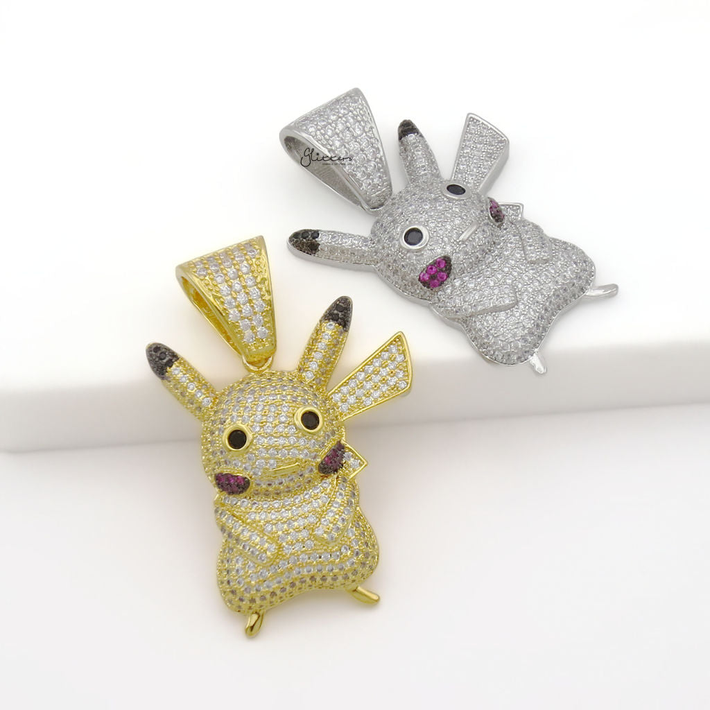 Iced Out Pikachu Pendant - Silver