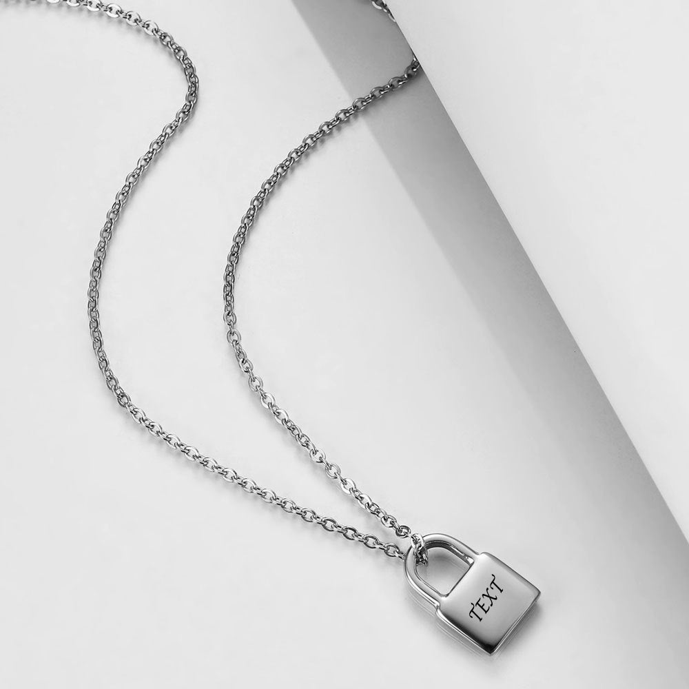 Stainless Steel Square Padlock Necklace