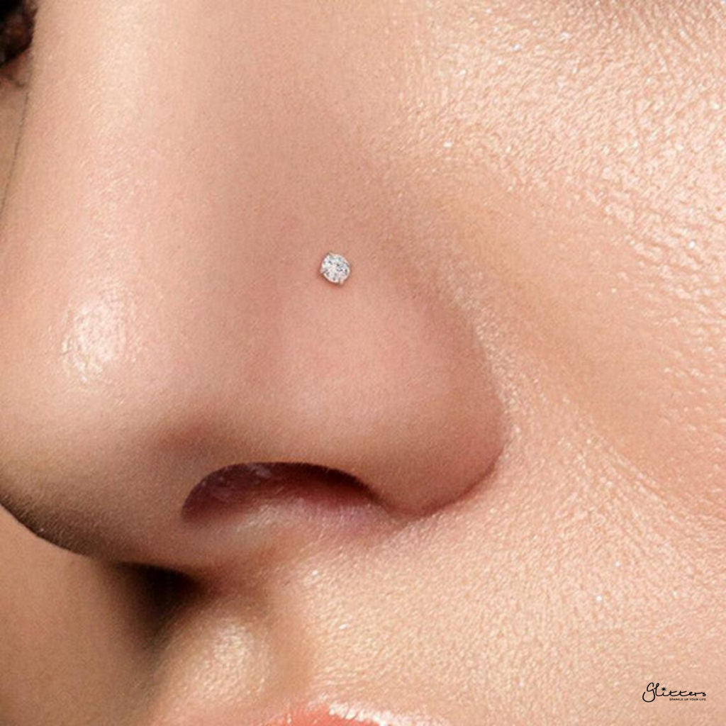 Sterling Silver Bendable Nose Studs-Nose Studs-2-Glitters