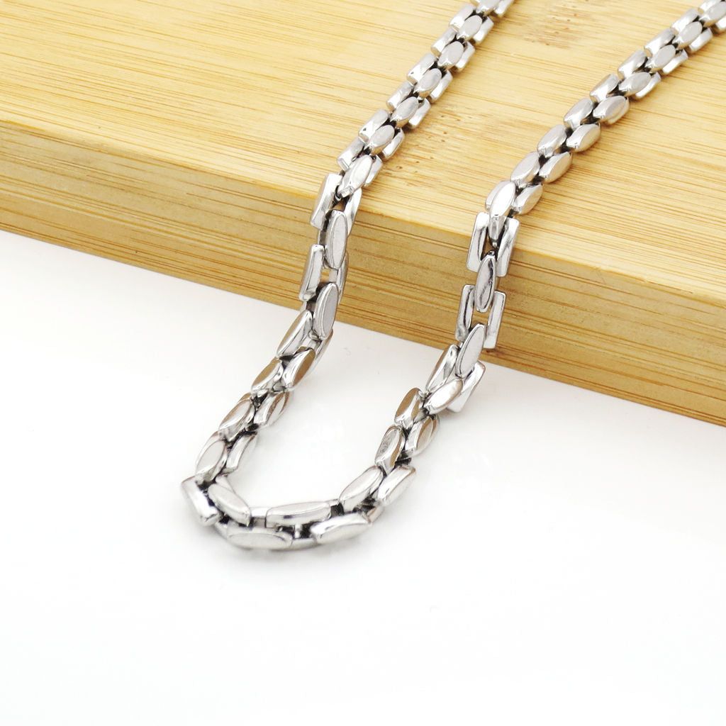 Stainless Steel Box Link Chain Necklace - Silver