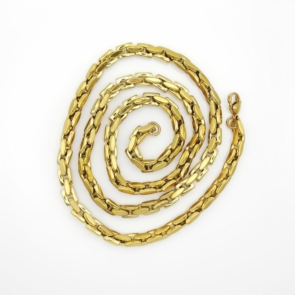 Stainless Steel Box Link Chain Necklace - Gold