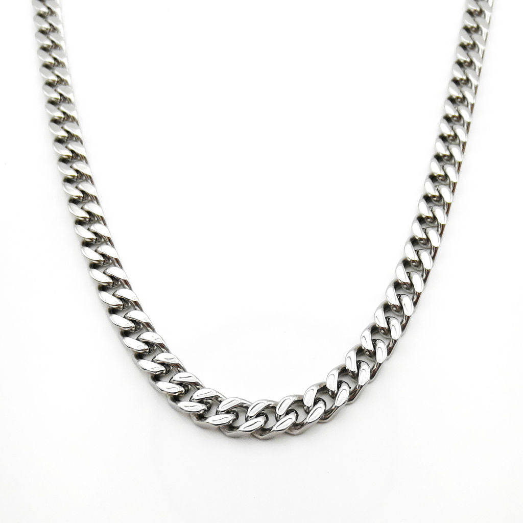 Stainless Steel 6mm Curb Link Chain Necklace - Silver-Stainless Steel Chains-1-Glitters