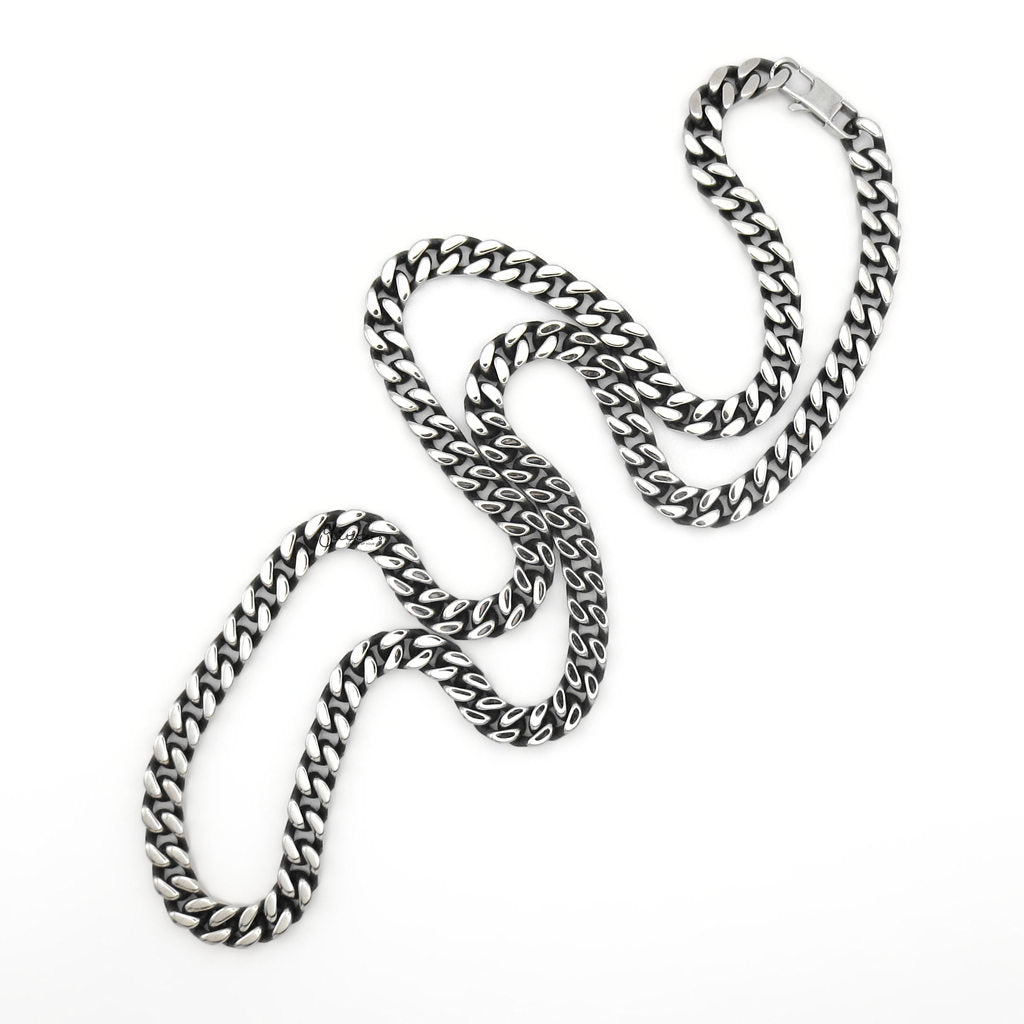 Stainless Steel 6mm Curb Link Chain Necklace - Gunmetal Black-Stainless Steel Chains-2-Glitters