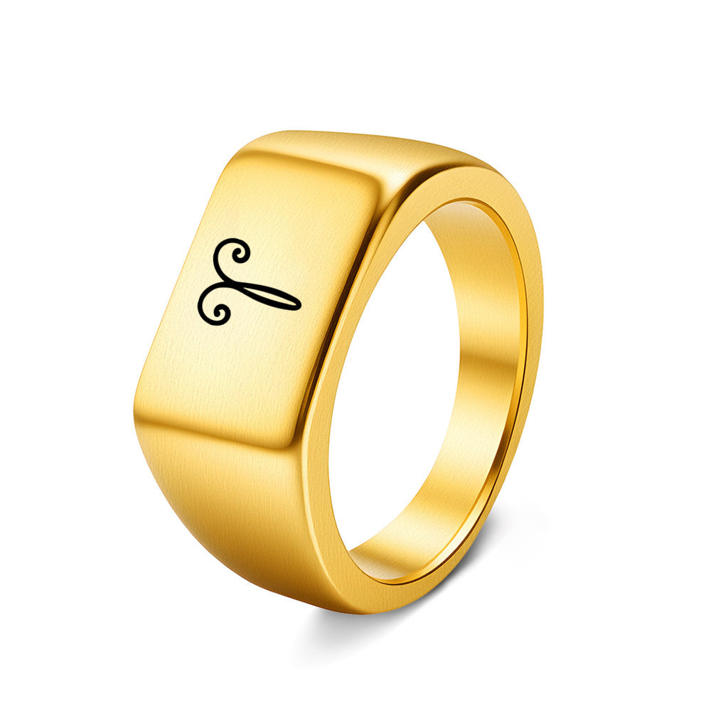 Personalised Stainless Steel Geometric Signet Rings-Stainless Steel Rings-4-Glitters