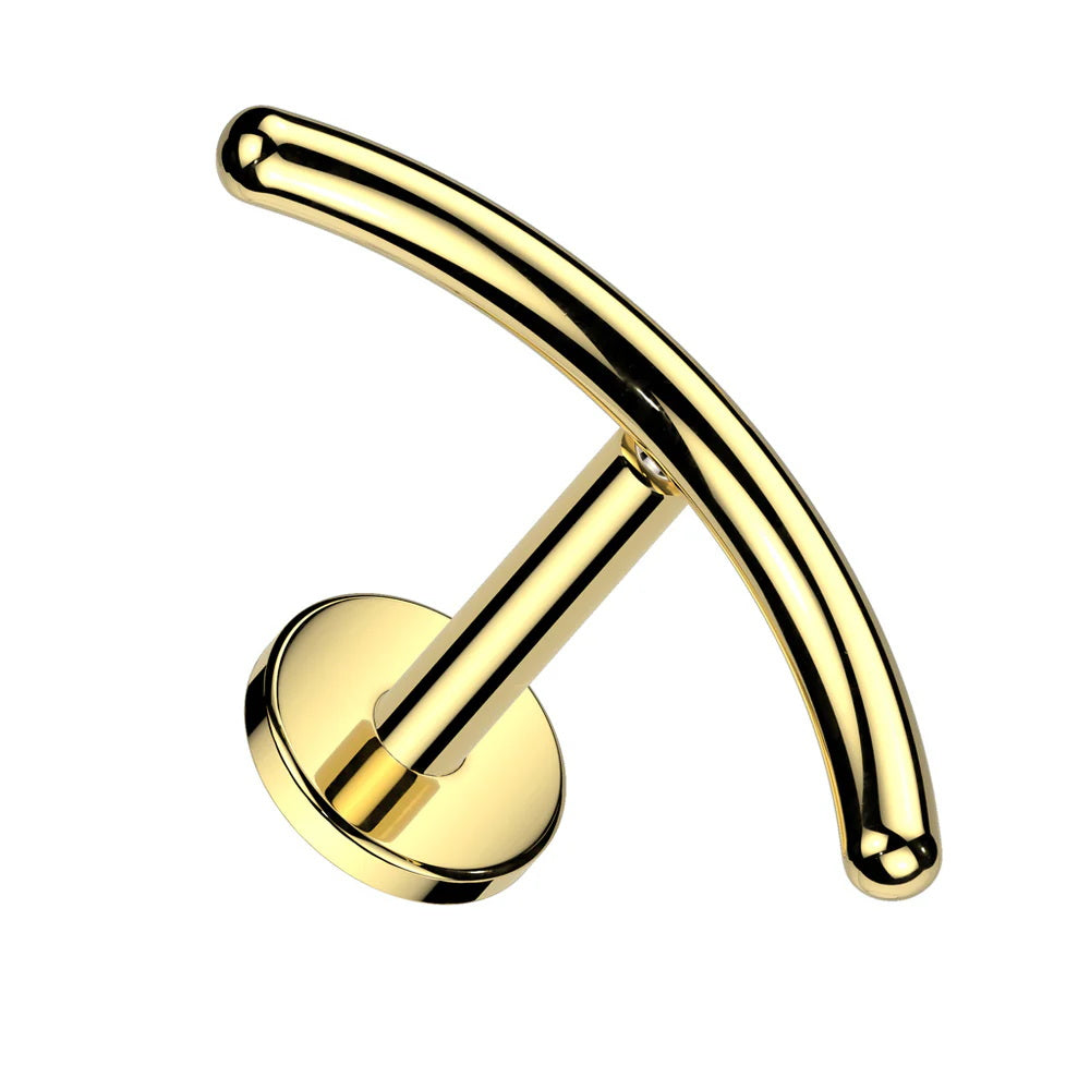 Curved Bar Top Titanium Flat Back Stud Earrings-Tragus | Cartilage | Daith | Conch-2-Glitters