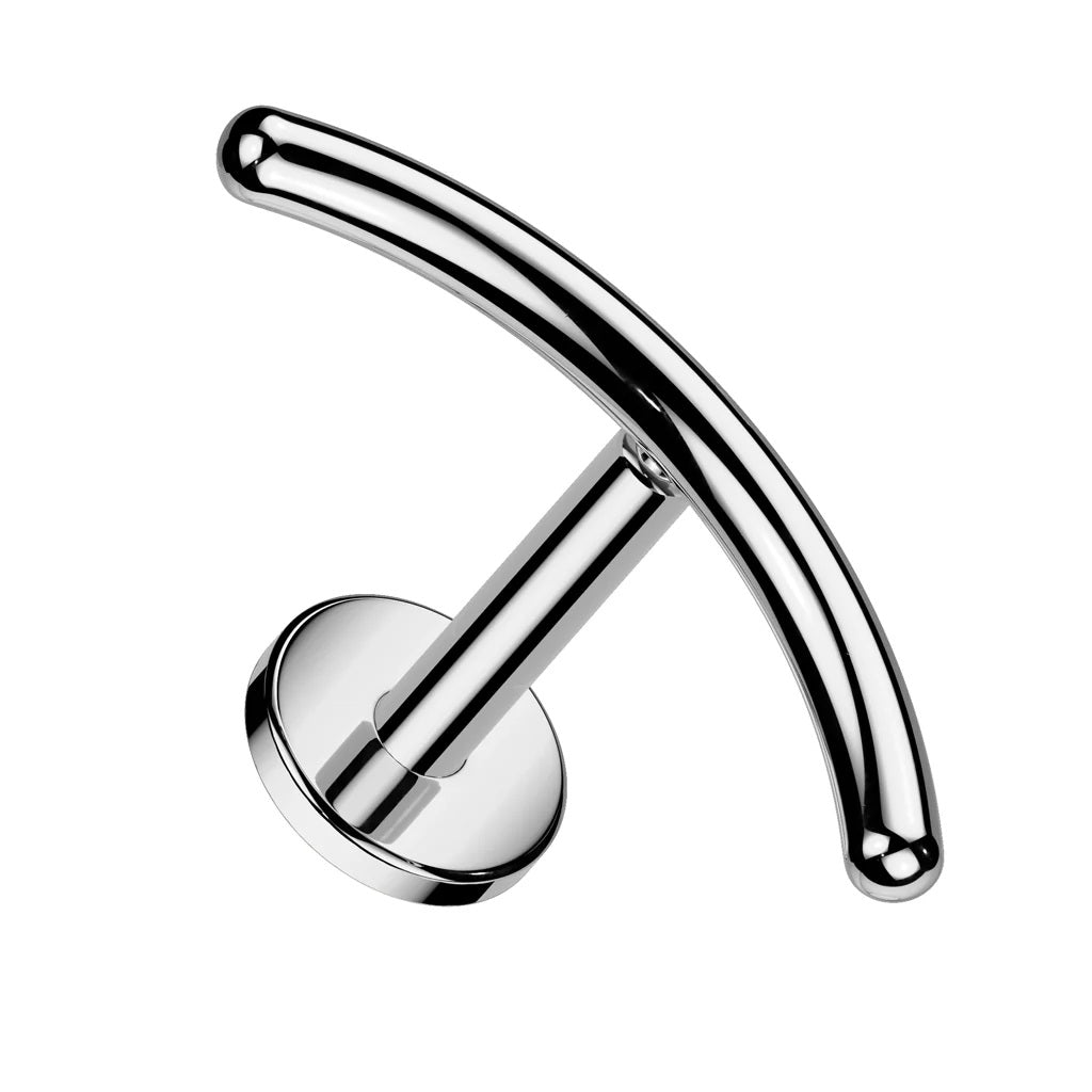 Curved Bar Top Titanium Flat Back Stud Earrings-Tragus | Cartilage | Daith | Conch-1-Glitters
