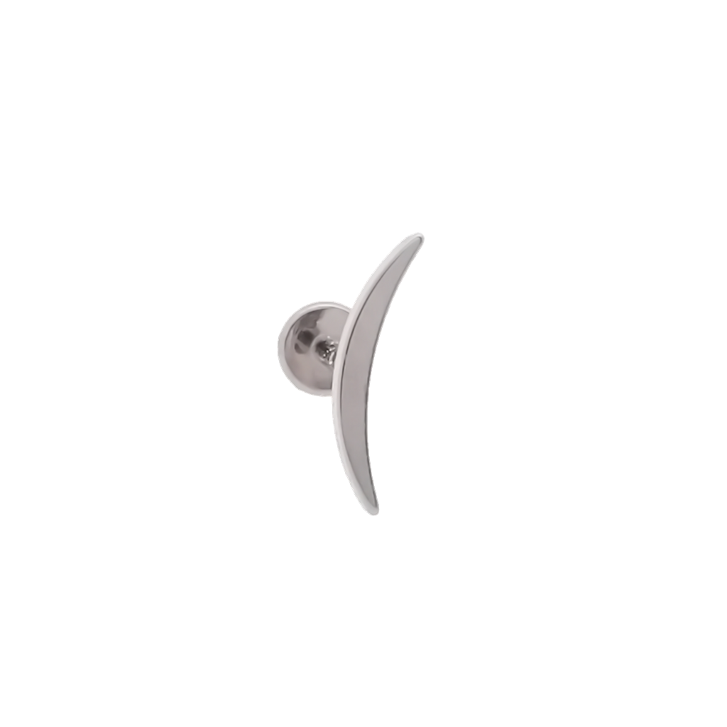 Long Crescent Moon Top Titanium Flat Back Stud Earrings-Tragus | Cartilage | Daith | Conch-1-Glitters