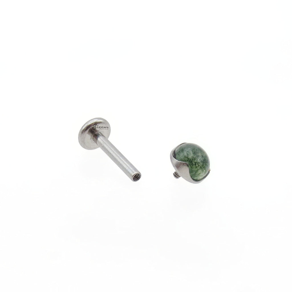 Natural Moss Agate Top Titanium Flat Back Stud Earring-Tragus | Cartilage | Daith | Conch-4-Glitters