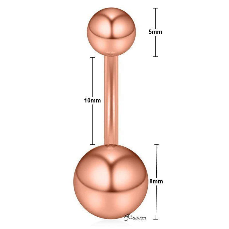 Basic 316L Surgical Steel Belly Button Navel Ring - Rose Gold-Belly Ring, Body Piercing Jewellery-Basic316LSurgicalSteelBellyButtonNavelRings-rosrGold-details_New_New-Glitters