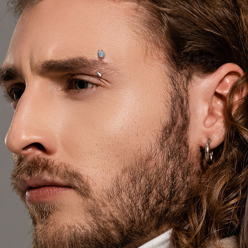 Feather Arrow Curved Eyebrow Ring - Silver-Body Piercing Jewellery, Daith, Eyebrow-EB0016-M-Glitters