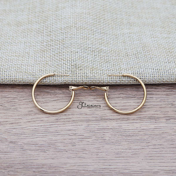 Stainless Steel Plain Wire Circle Hoop Women's Earrings - Gold-earrings, Hoop Earrings, Huggie Earrings, Jewellery, Stainless Steel, Women's Earrings, Women's Jewellery-ER0080-G-01-Glitters