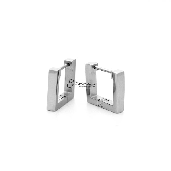 Stainless Steel Square Huggie Hoop Men's Earrings-earrings, Hoop Earrings, Huggie Earrings, Jewellery, Men's Earrings, Men's Jewellery, Stainless Steel-ER0121_Square_01-Glitters