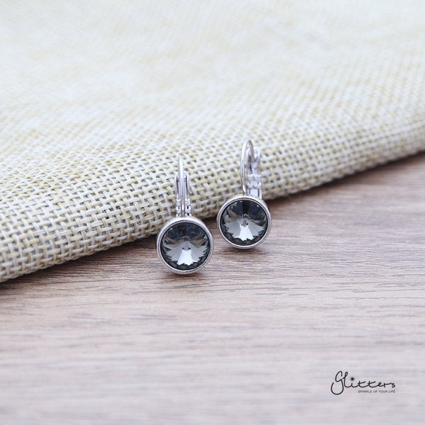 Round Crystal Hook Earrings - 8 Colour Options-Crystal, earrings, Hook Earring, Jewellery, Women's Earrings, Women's Jewellery-ER1467-04-Glitters