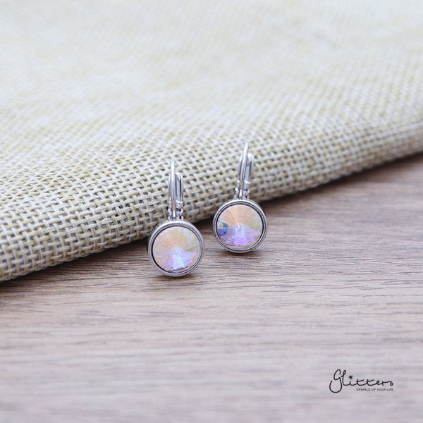 Round Crystal Hook Earrings - 8 Colour Options-Crystal, earrings, Hook Earring, Jewellery, Women's Earrings, Women's Jewellery-ER1467-05-Glitters