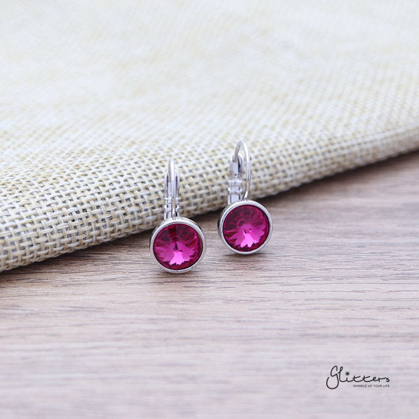 Round Crystal Hook Earrings - 8 Colour Options-Crystal, earrings, Hook Earring, Jewellery, Women's Earrings, Women's Jewellery-ER1467-09-Glitters