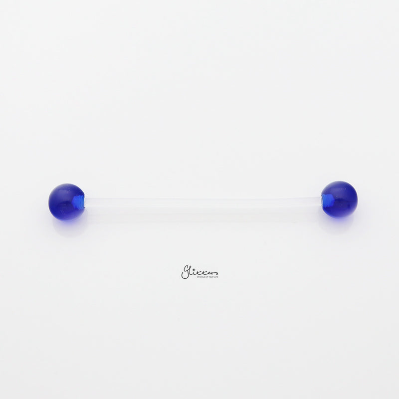 Acrylic Balls Flexible PTFE Industrial Barbell - Blue-Body Piercing Jewellery, Industrial Barbell, Retainer-IB0038-B-1_800-Glitters