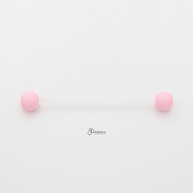 Acrylic Balls Flexible PTFE Industrial Barbell - Pink-Body Piercing Jewellery, Industrial Barbell, Retainer-IB0038-P-1_800-Glitters