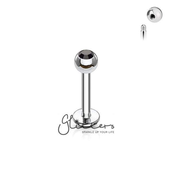 16GA 316L Surgical Steel Labret with Press Fit Gem 3mm Ball-Body Piercing Jewellery, Labret, Monroe-LS03-K-06-Glitters